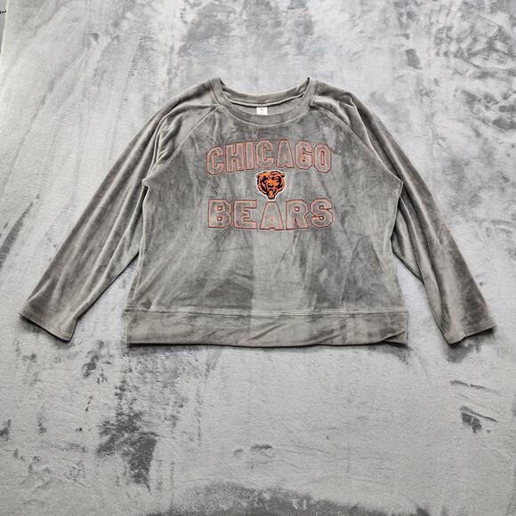 NFL Tops - NFL Team Apparel Top Womens XL Gray Super Soft Fleece Long Sleeve Chicago Bears